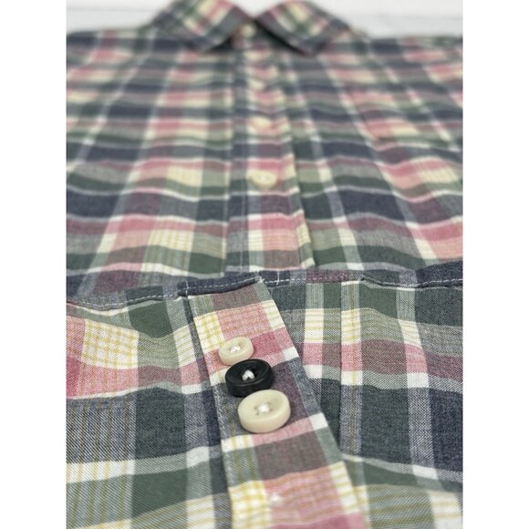 Taylor Stitch Plaid Organic Cotton Shirt Mens 42 Large Blue Rose Green Button Up - Picture 7 of 14
